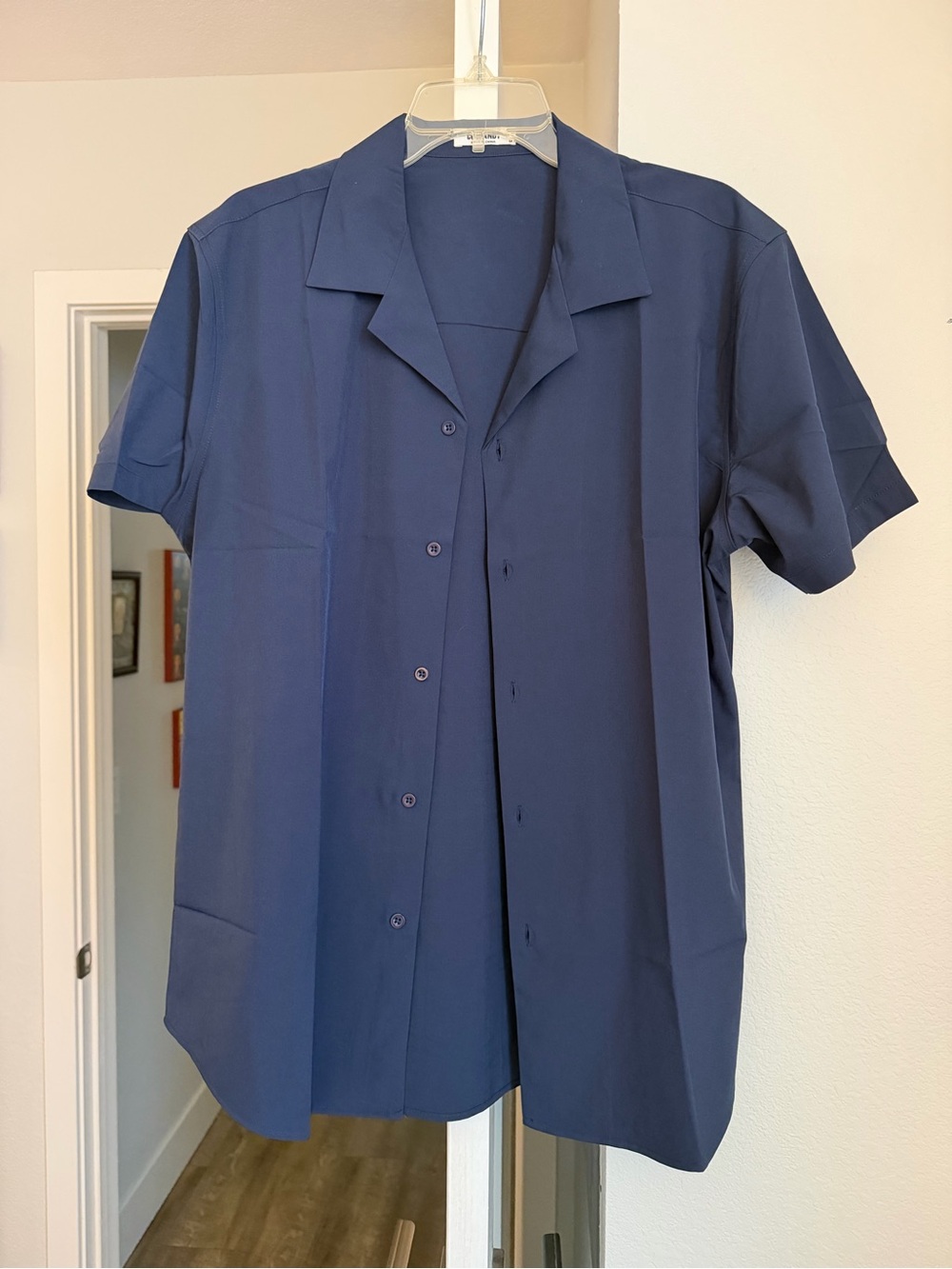 Men's Short Sleeve Camp Collar Shirt - Navy